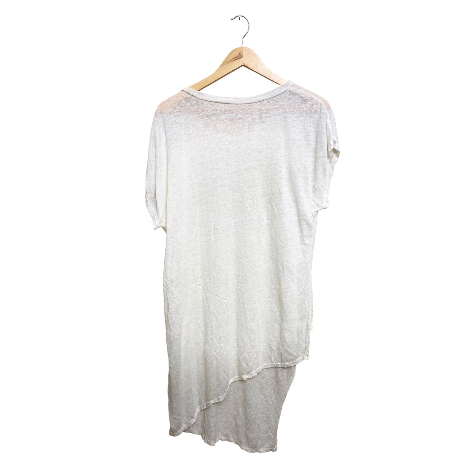 Pete & Greta Johnny Was White 100% Linen Asymmetrical Tunic Top Womens XS