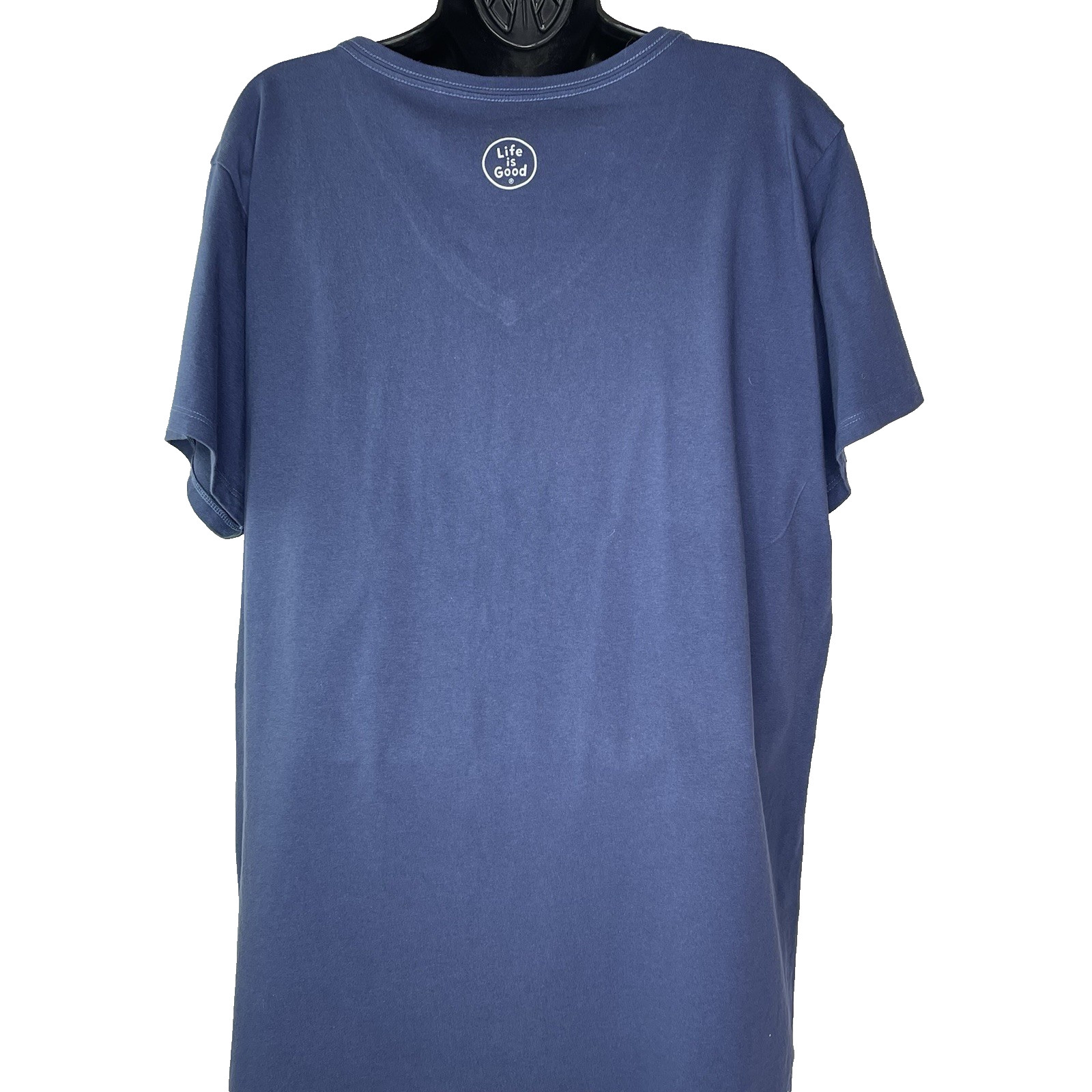 LIfe is Good XXL Women’s Crusher Tee V-Neck Short Sleeve Blue Yarn Knitting