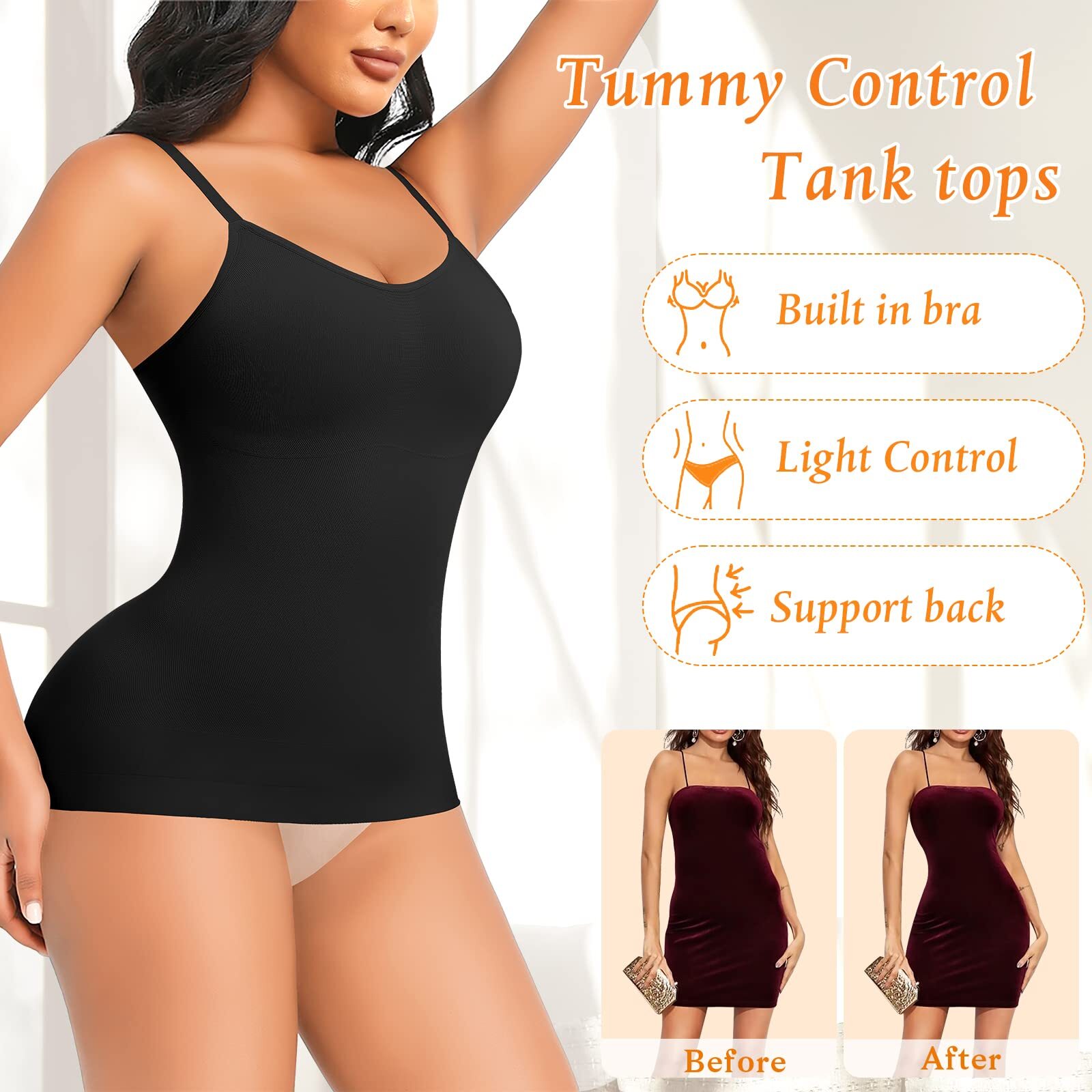 Women Slimming Vest Camisole Body Shaper Firm Tummy Control Compression Tank Top
