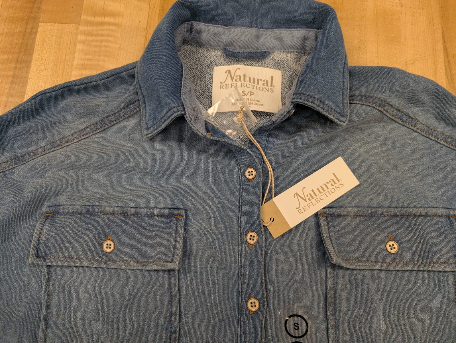 Natural Reflections Knit Denim Henley Pullover Shirt Women’s Small Indigo