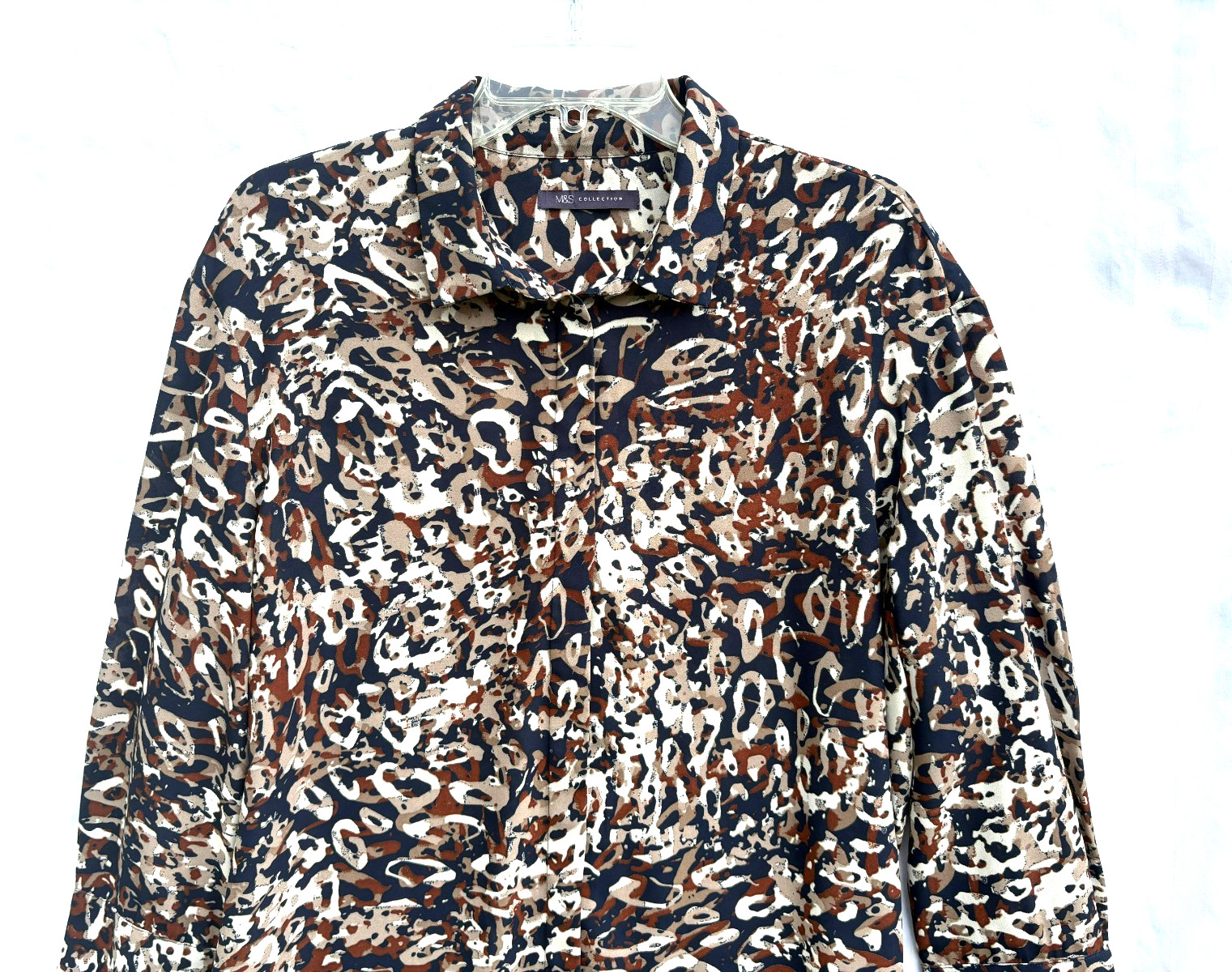 M&S COLLECTION UK 16-18 Long Sleeve Multicolour Tunic Blouse