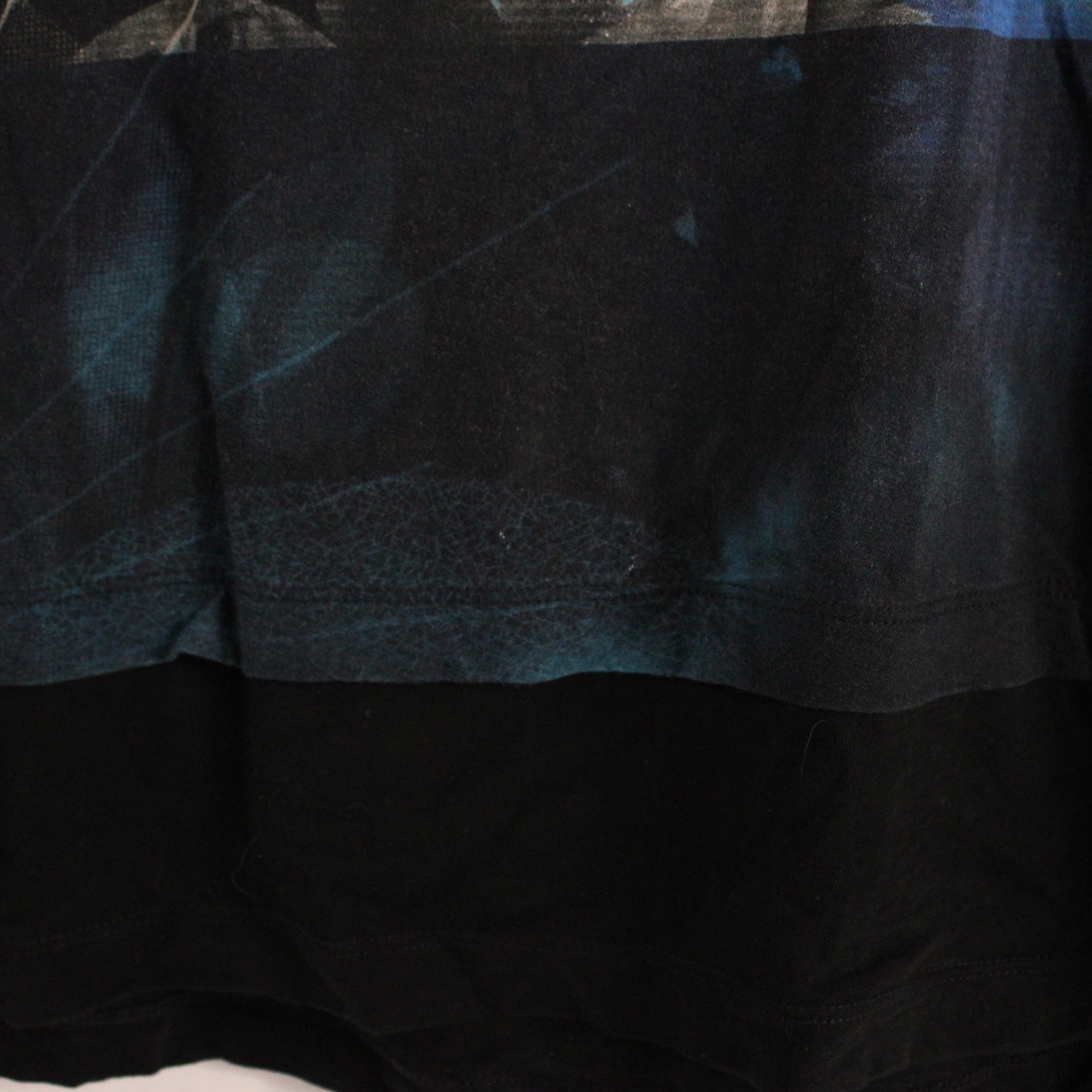 Cecil Women’s Mid Sleeve Top Black Sleeves & Blue Pattern Bodice Size Medium