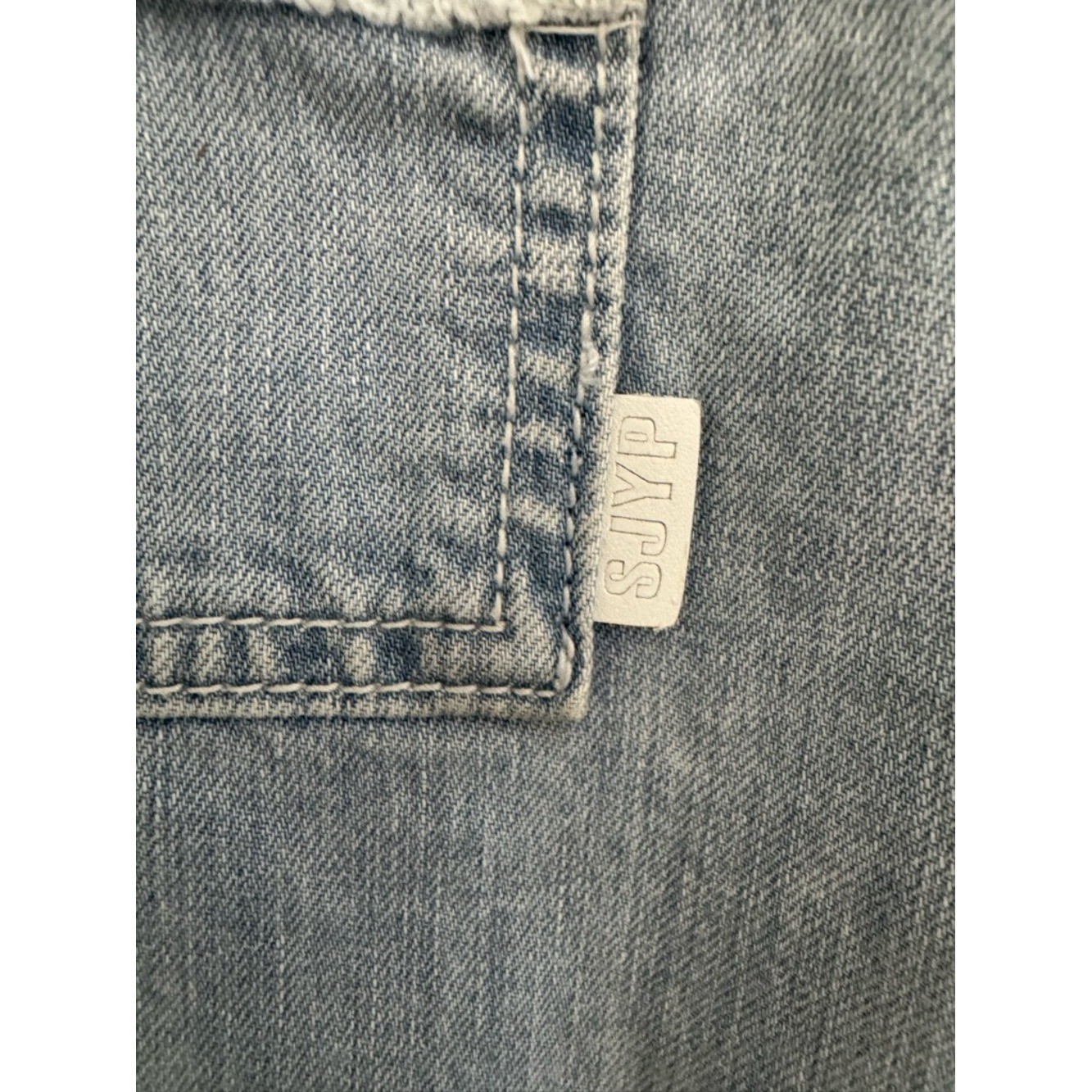 Light Wash Denim Sleeveless Boxy Top with Front Pocket