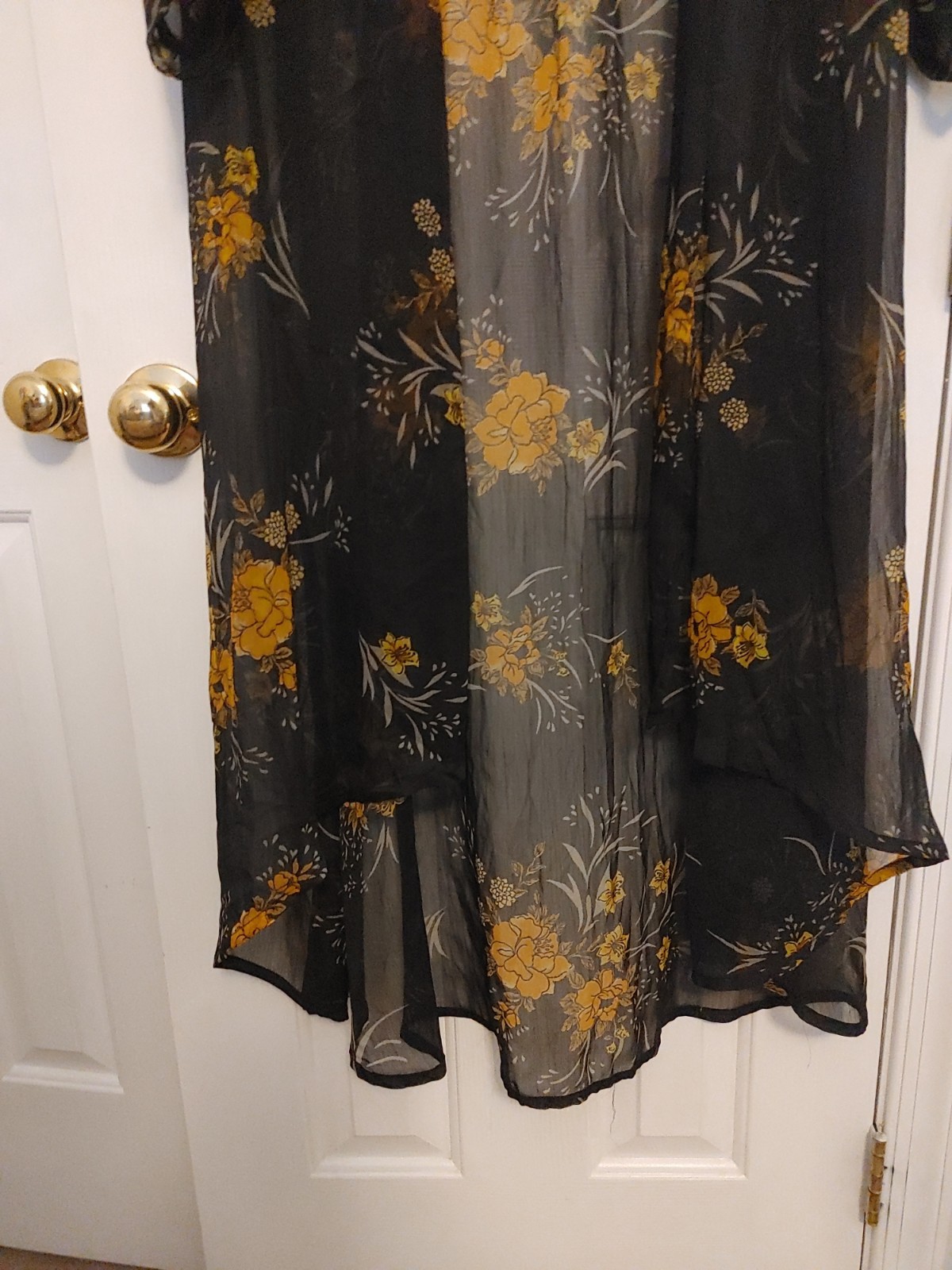 Band Of Gypsies Kimono Long Sheer Floral Duster Open M Boho High/Low Hem Chiffon