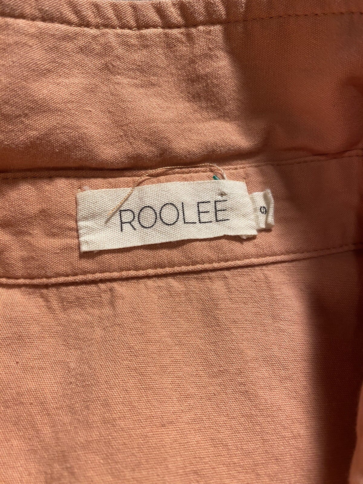 Roolee Lily button down Modest Peach Pink Short Sleeve Shirt Small