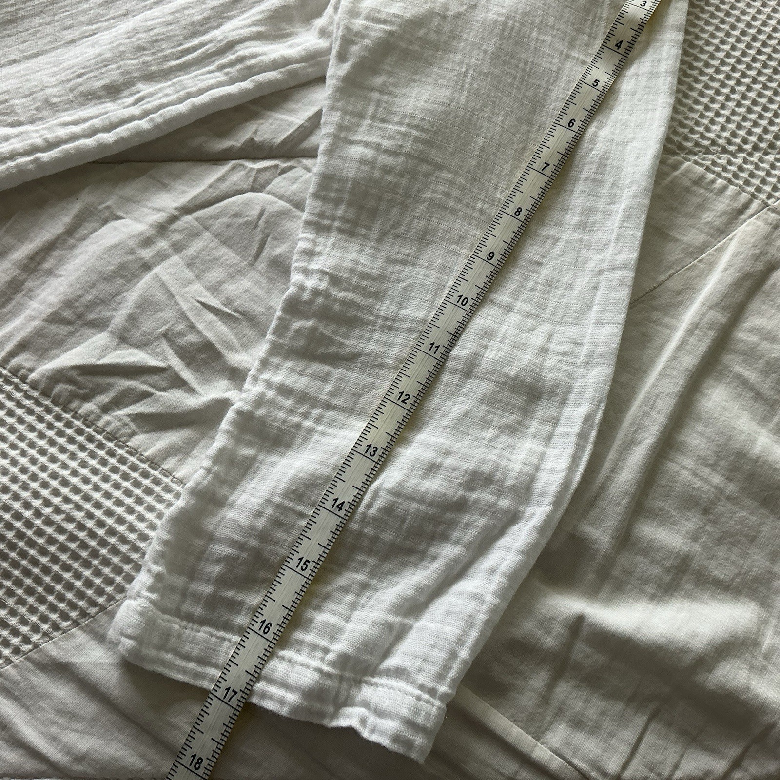 Pure Jill Crinkled Cotton Lagenlook Tunic Top Sz S White Funnel Neck Hoodie Boho