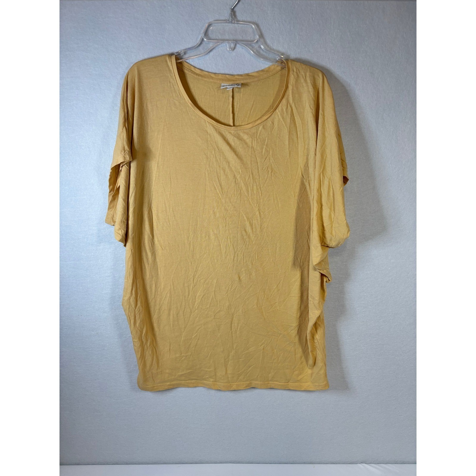 Wonderly Studio Womens Large Mustard Yellow Cotton Modal Oversized T-Shirt Top