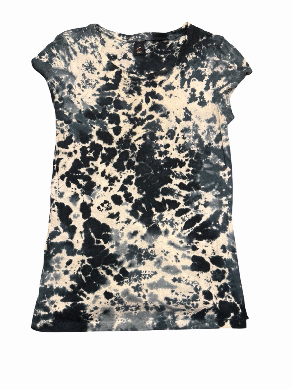 Point Sportswear Fitted T-Shirt Short Sleeve Top Large 100% Cotton Tie Dye Blue