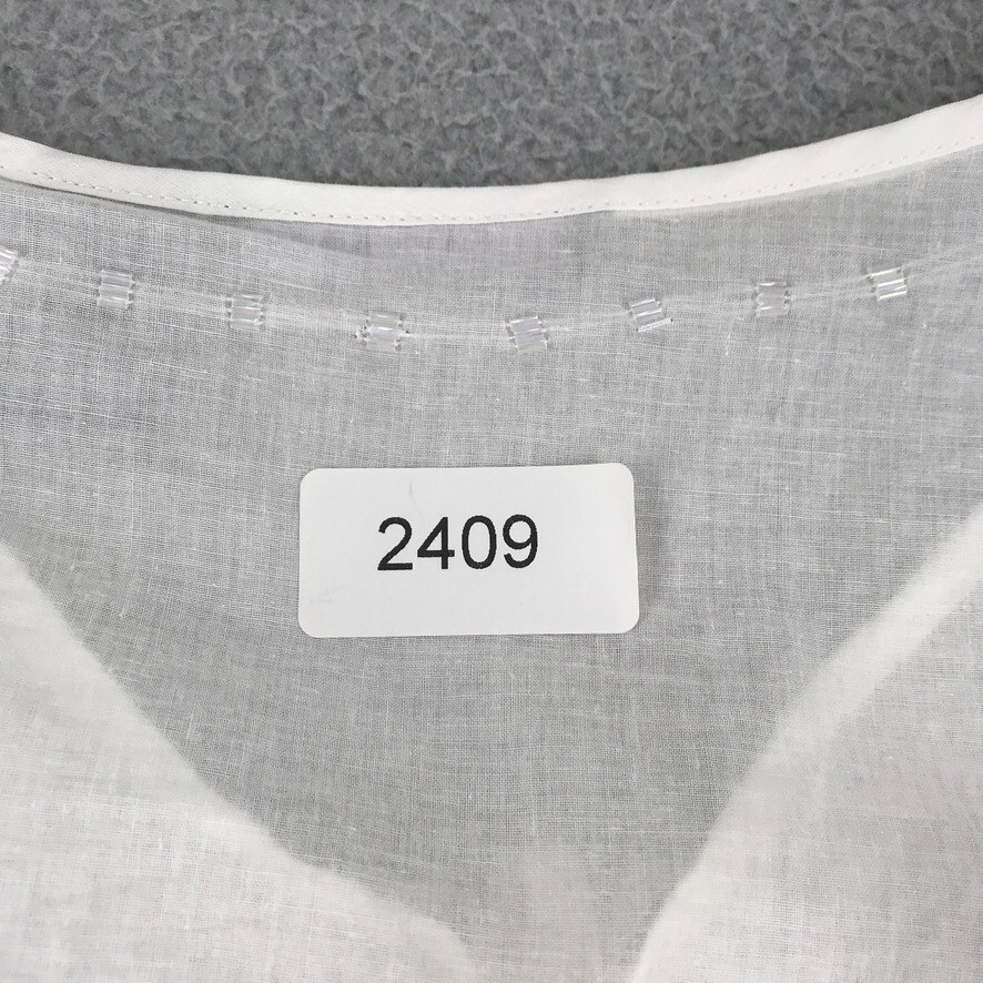 Elena Solano Blouse Women Size L Sheer Embellished Elastic Waist Ivory