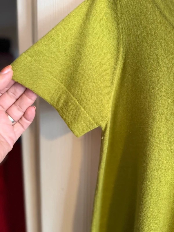 Monsoon Lime Green Wool Blend Tunic Top UK 22 Soft Knit Short Sleeve