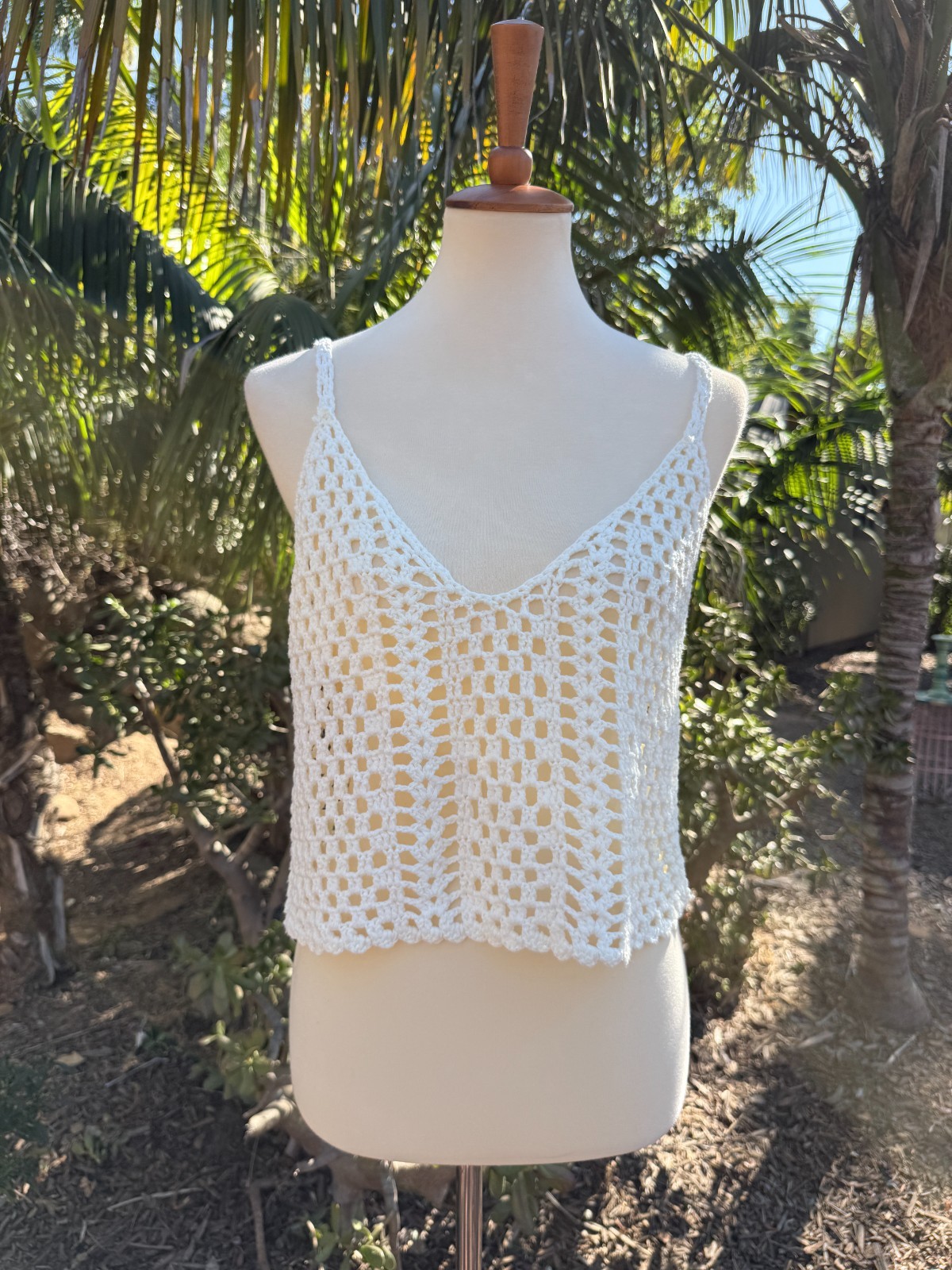 Boho Festival Ivory Crochet Open Knit Top Womens Size S Angelcore Cottagecore
