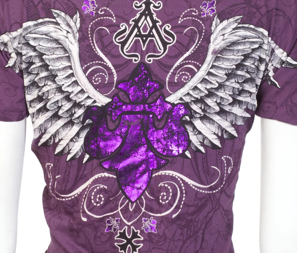 Archaic by Affliction Women’s T-shirt Tall Tale Biker Tattoo