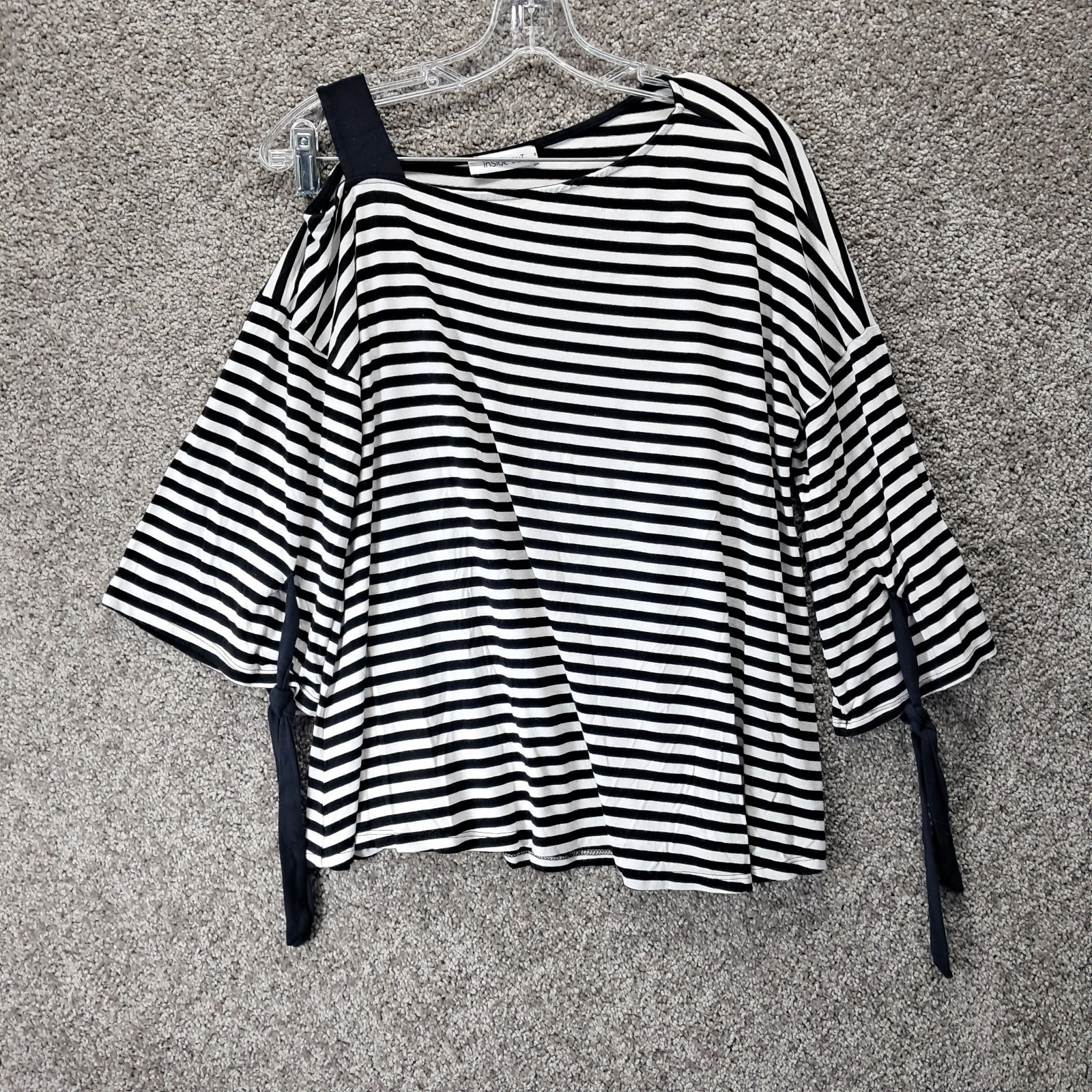Vintage Inside Out Womens Shirt Striped Pattern White Medium
