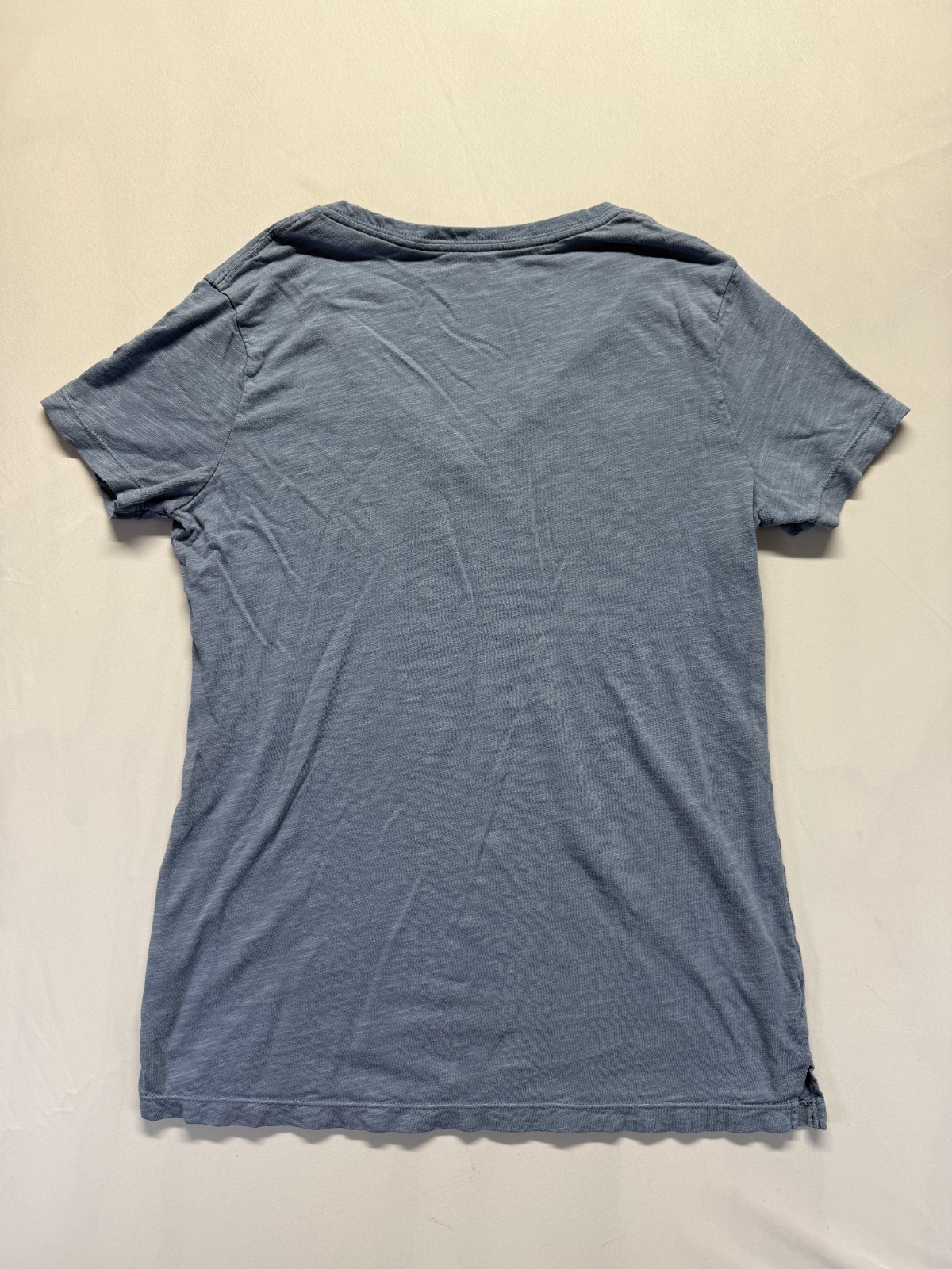 Felina T Shirt Womens Small Blue Cotton Slub Knit V Neck Outdoor Casual Wear Top