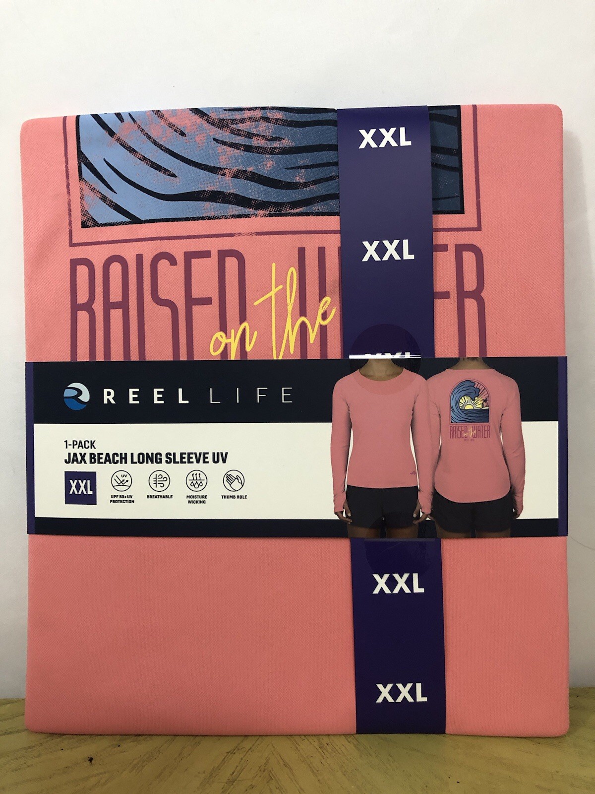 Reel Life 1-Pack Jax Beach Long Sleeve UV Women’s Shirt Salmon Rose Size XXL