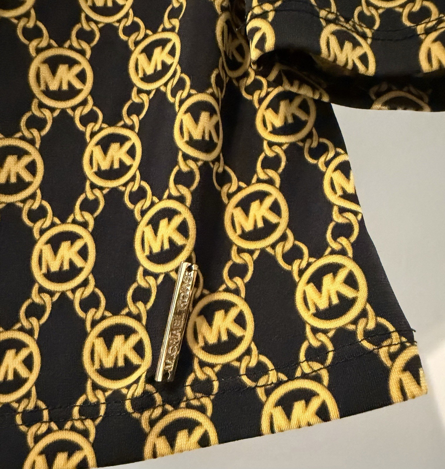 Women’s MICHAEL KORS Cowl Neck Long Sleeve Black/gold Stretch Blouse Top Size M