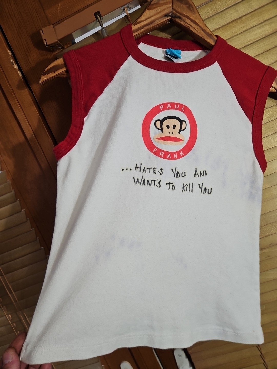Vintage 90s Y2K Paul Frank Girls L Womens Baby Tee T Shirt Obscure Funny Custom
