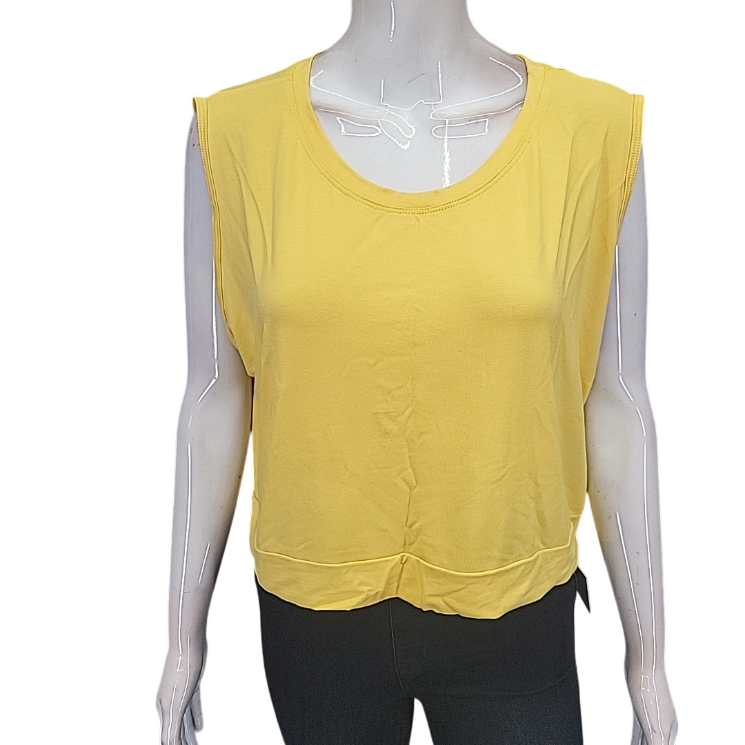 HalfTee Womens Top 6XL Size Yellow Rayon Spandex Wide Strap Tank Bralette