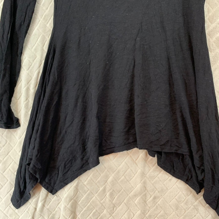 Linda Leal Womens M Tunic Top Black Long Sleeve Whimsy Goth Dark Fairy Slouchy