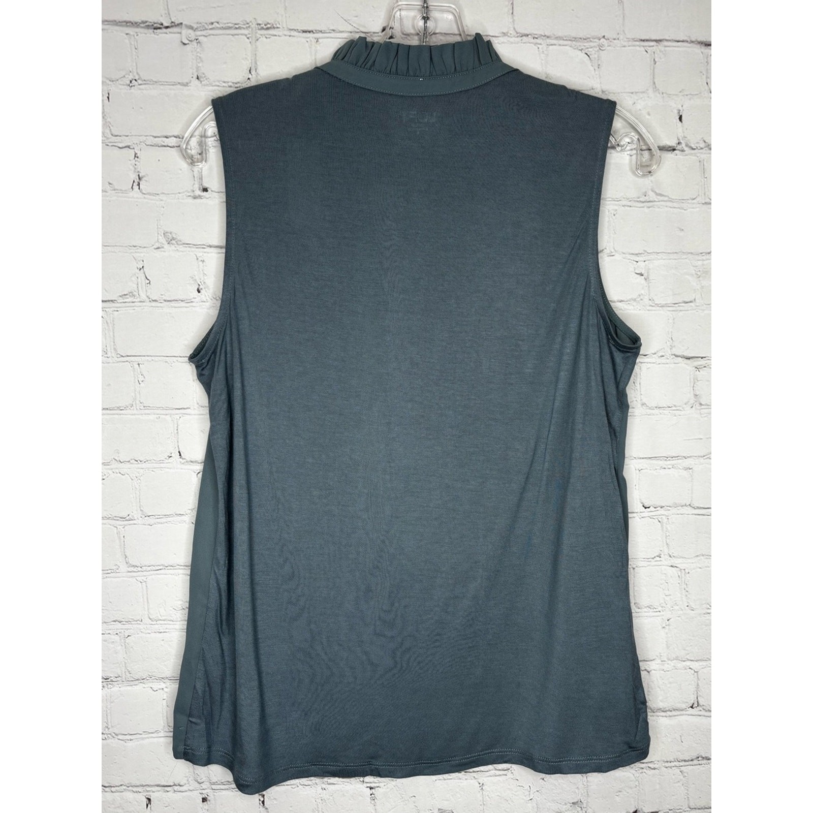 LOFT Ruffled Mock Neck Sleeveless Top – Teal Blue