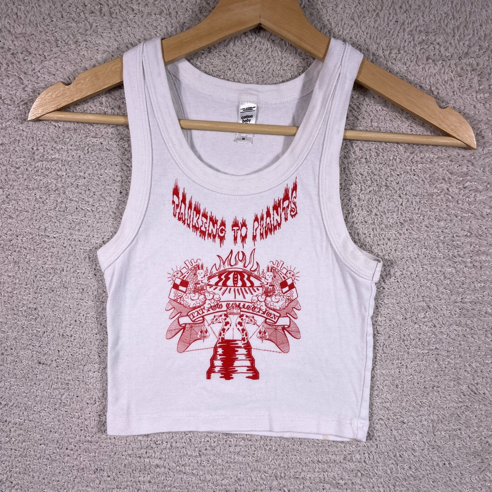 Los Angeles Apparel Cotton Baby Rib Tank Top Women’s Small White Tattoo Punk Y2K