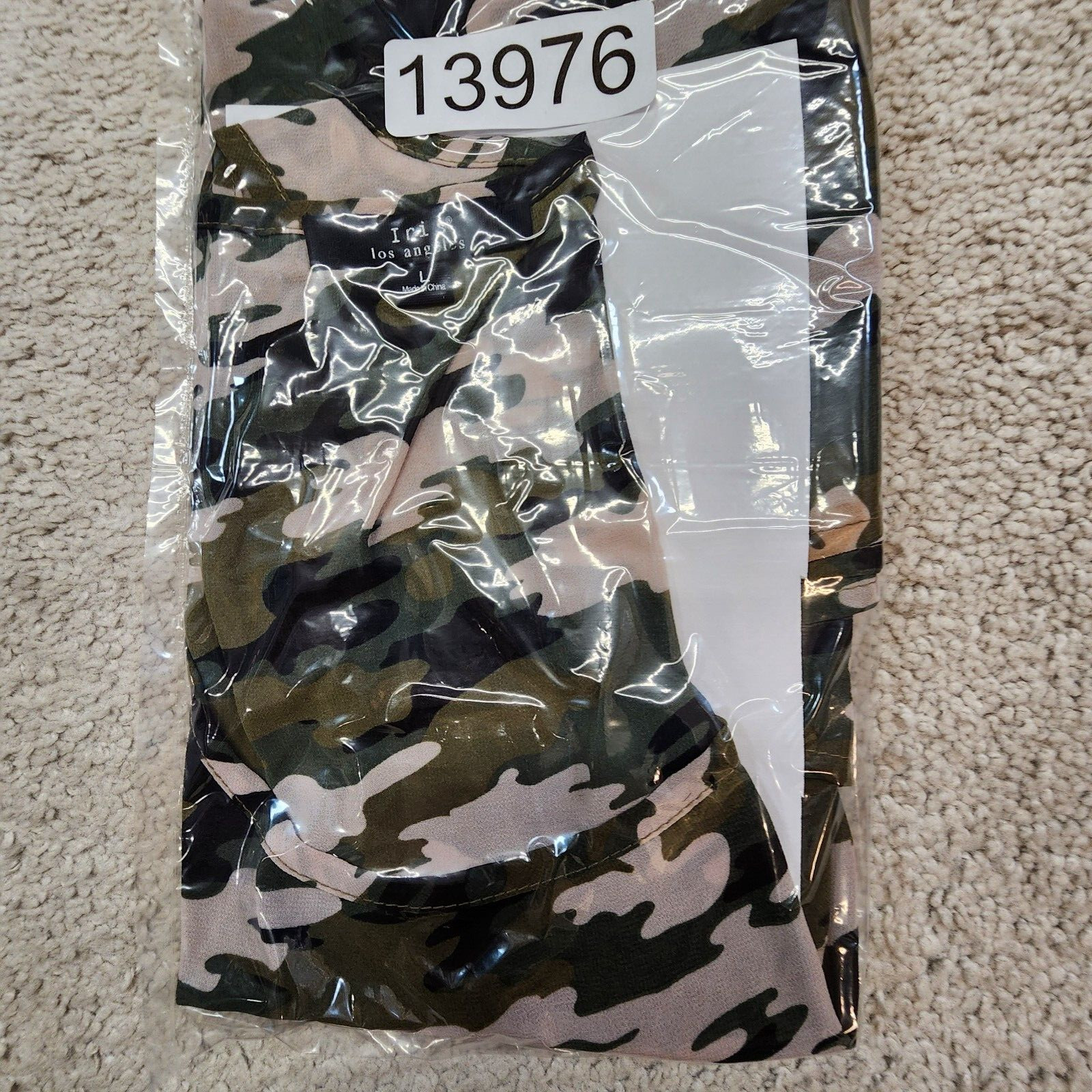 sleeveless top army Green sheer-back Olive Green Large Studded Camouflage
