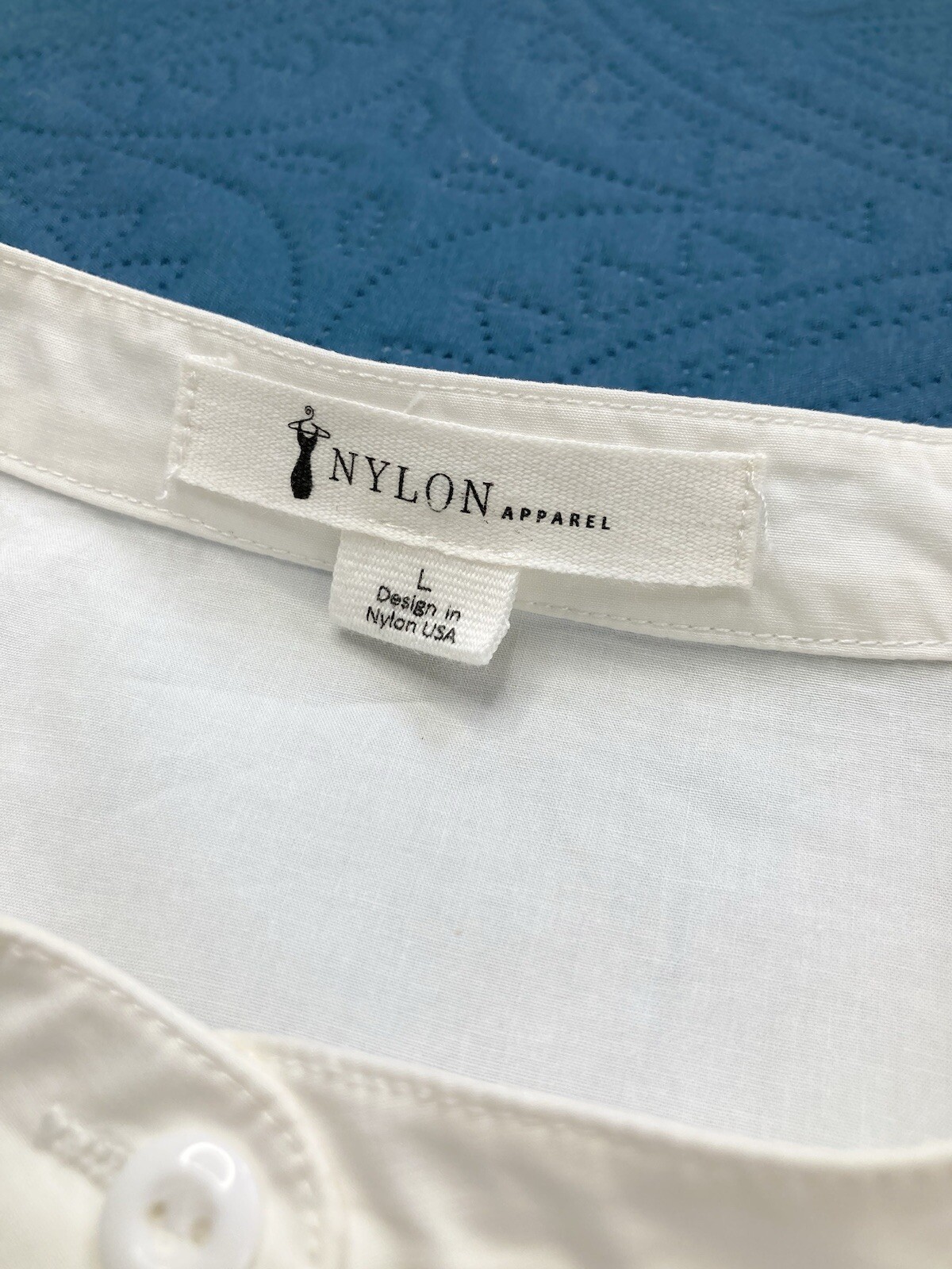 Nylon Apparel USA Ruffle Button Up Blouse Ivory Size Large