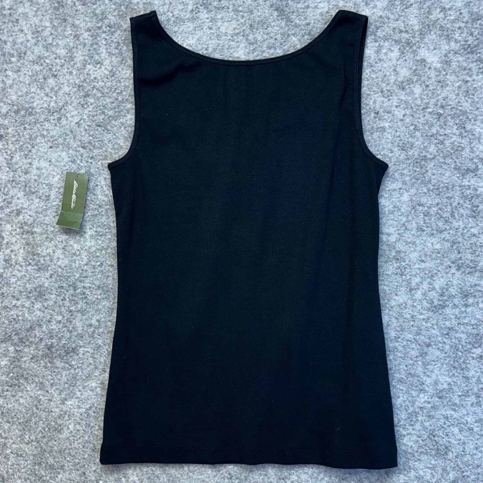 Eddie Bauer Knit Tank Top Women Large Black NEW 2×2 Rib Scoop Neck Sleeveless