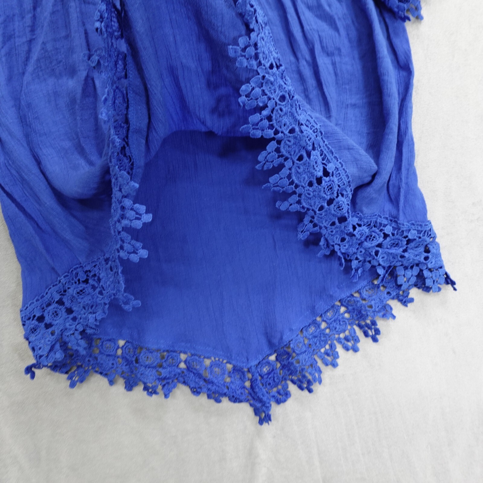 Linda Leal Women’s Large Blouse Blue Coastal Cruise Beachy Vacation Spring