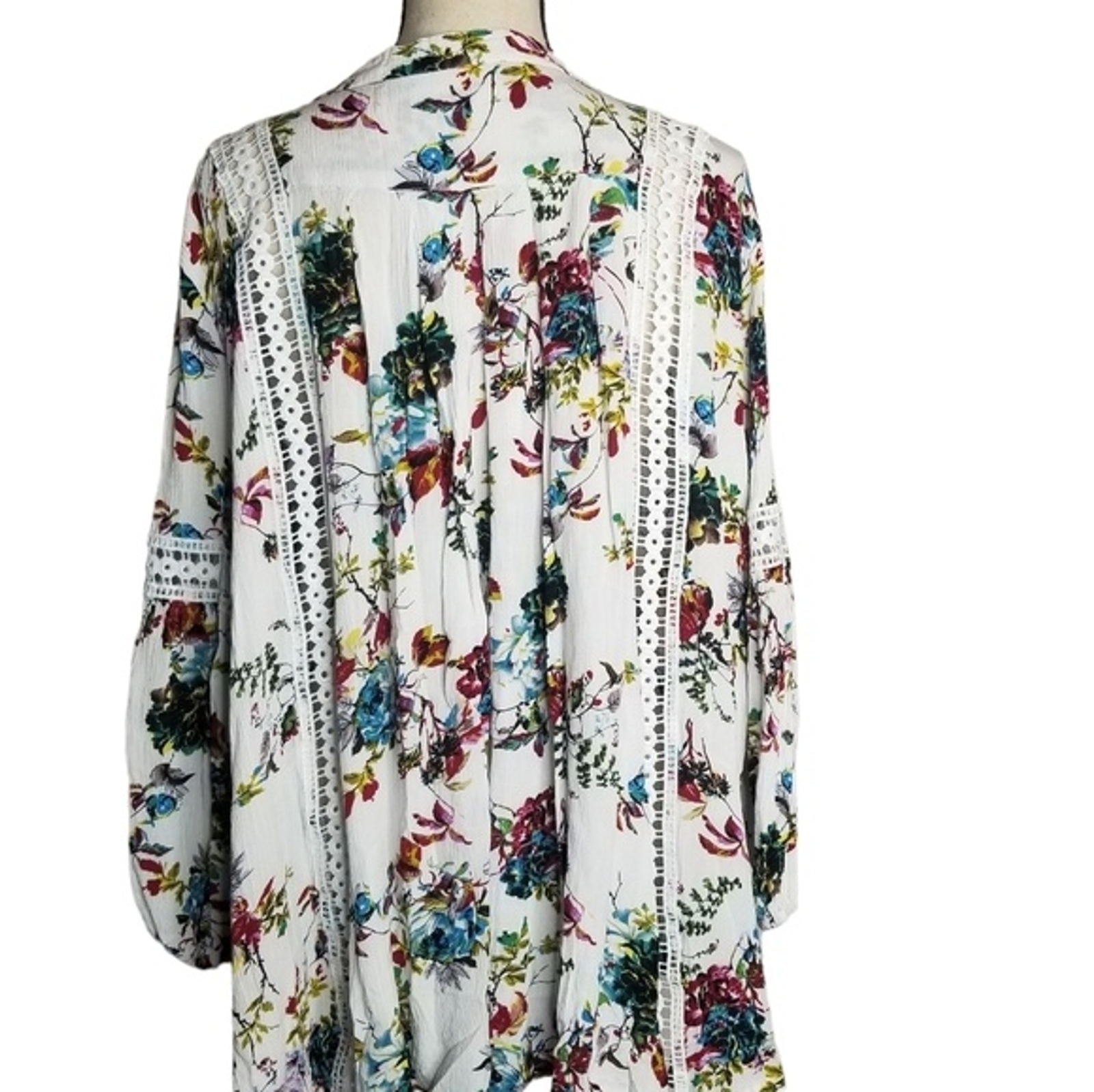 R. Vivimos Women’s Floral Long Balloon Sleeve Tunic Size Medium