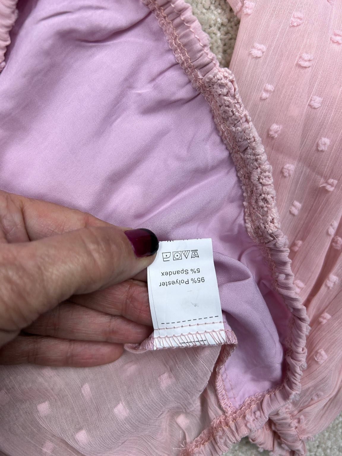MISS SPARKLING Women’s Pink L Wrap Blouse Lace Swiss Dot Long Sleeve Top