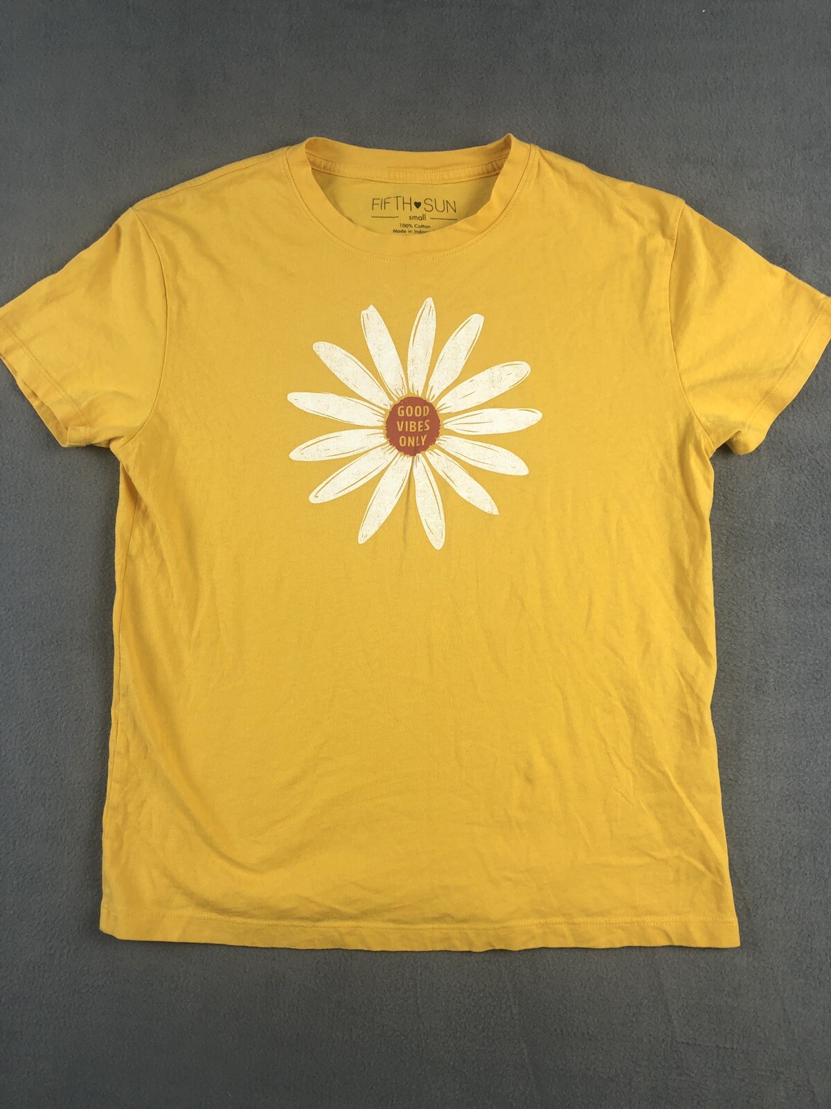 Fifth Sun Womens Small Good Vibes Only Graphic Tee Orange