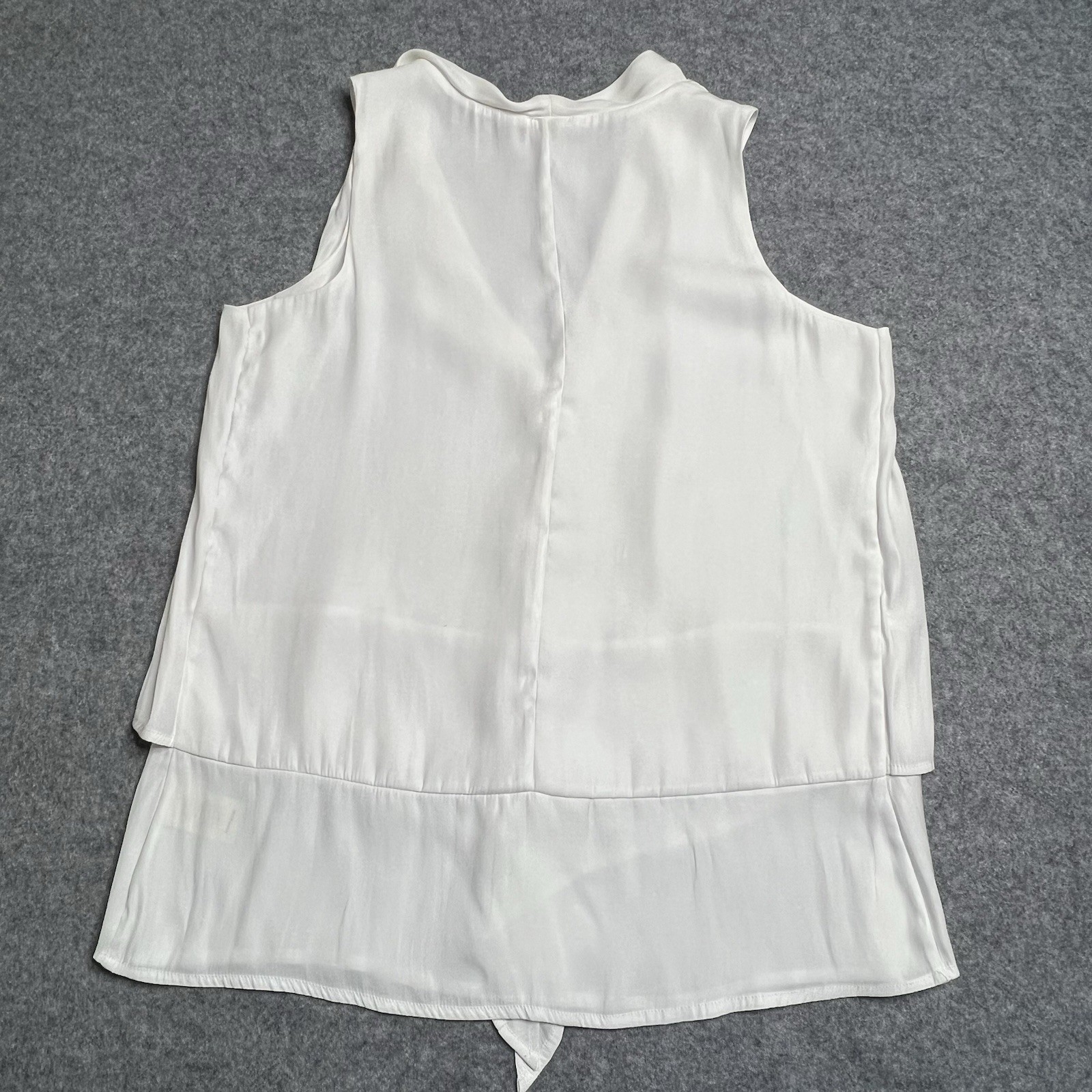 Ecru Womens V-Neck Layered Tiered Sleeveless Tie or Twist Blouse White Size S