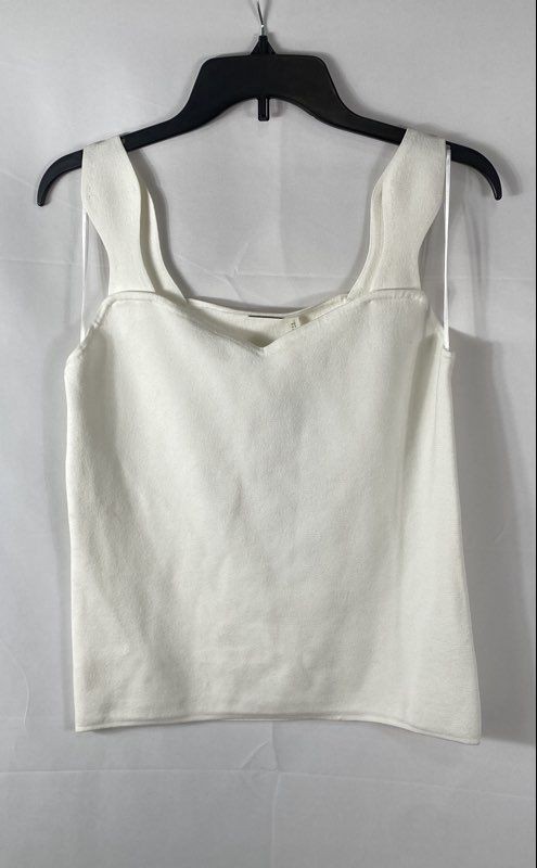 Elie Tahari Women’s White Square Neck Ribbed Knit Tank Top Shell Sz L NWT