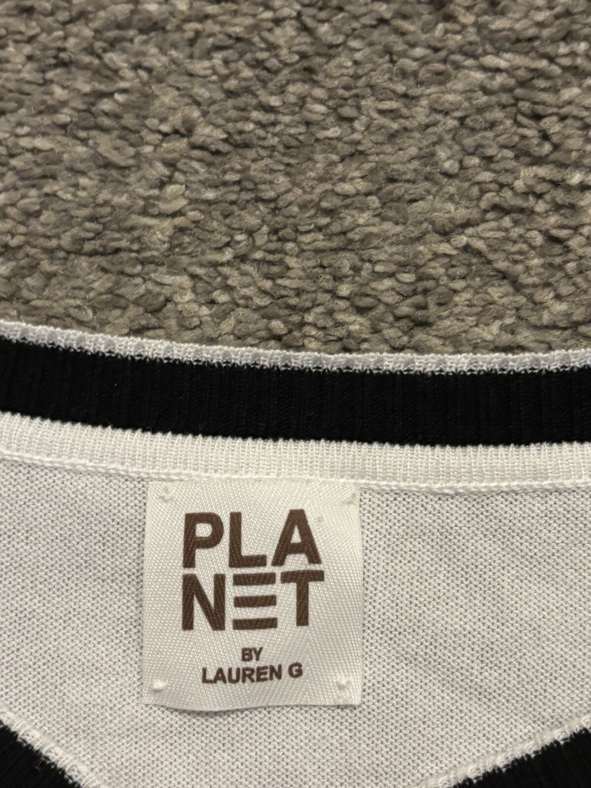 Planet By Lauren G Black Boxy Sweater Long Sleeve Pima Cotton Blend Top ONE SIZE
