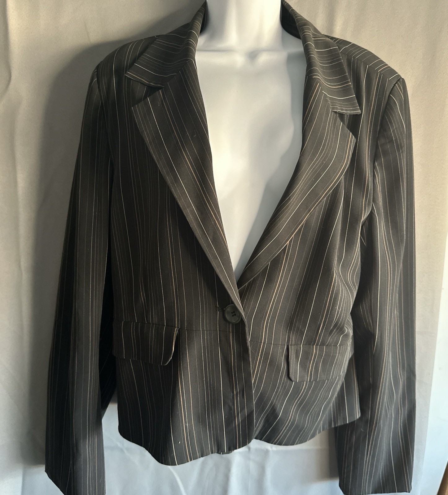 Rag Womens Blouse XL Black Longsleeve Tie Back One Button Notch Lapel Collar