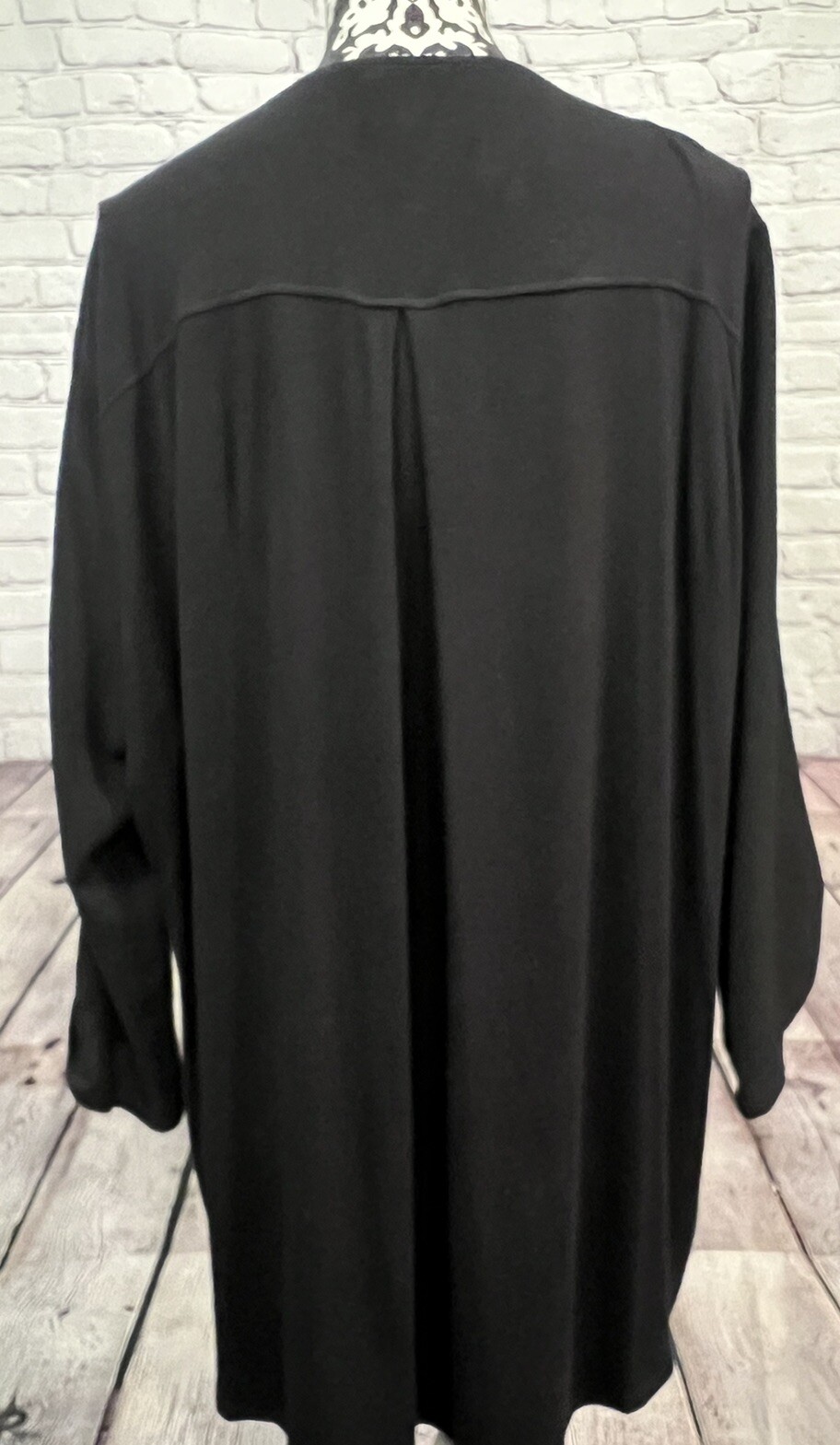 Alyx Women’s Black V-Neck Quarter Zip Tab 3/4 Sleeves Pullover Blouse Tunic 3X