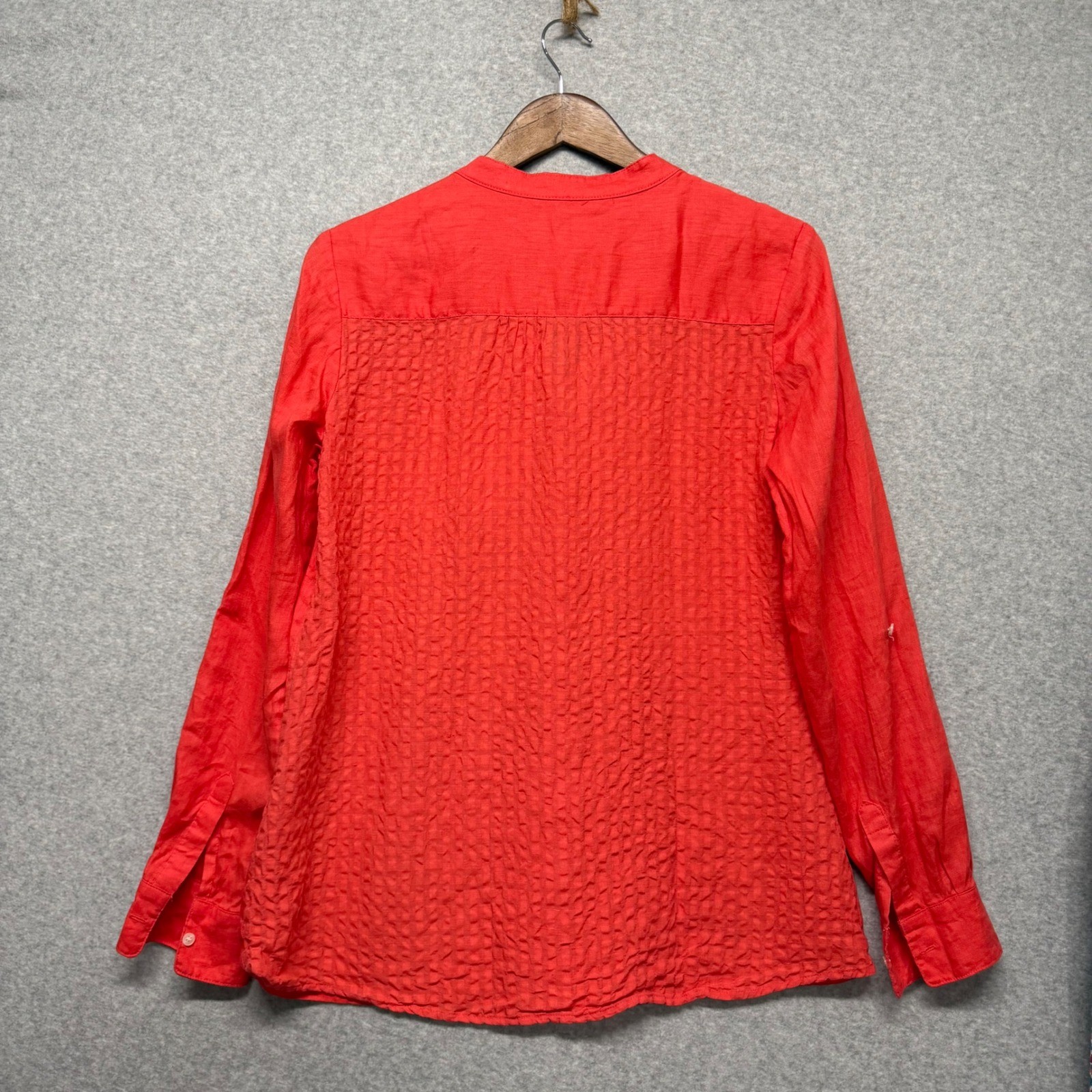Charter Club Button Up Shirt Womens S Tunic Top Linen Roll Tab Sleeve Breathable