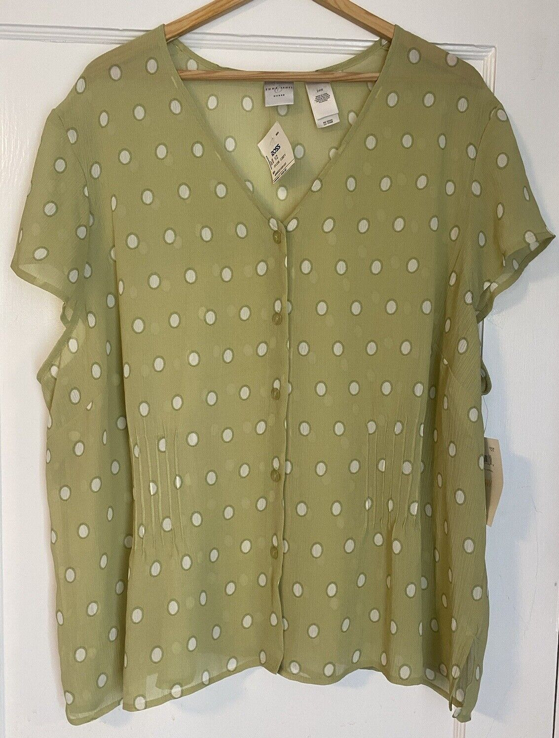 Emma James enduring appeal circle button down see through top 24W NWT