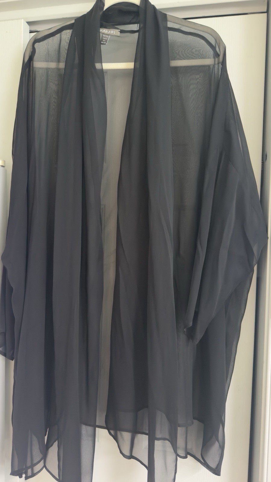 Harari 100% Silk Black Sheer Kimono Cardigan Jacket One Size