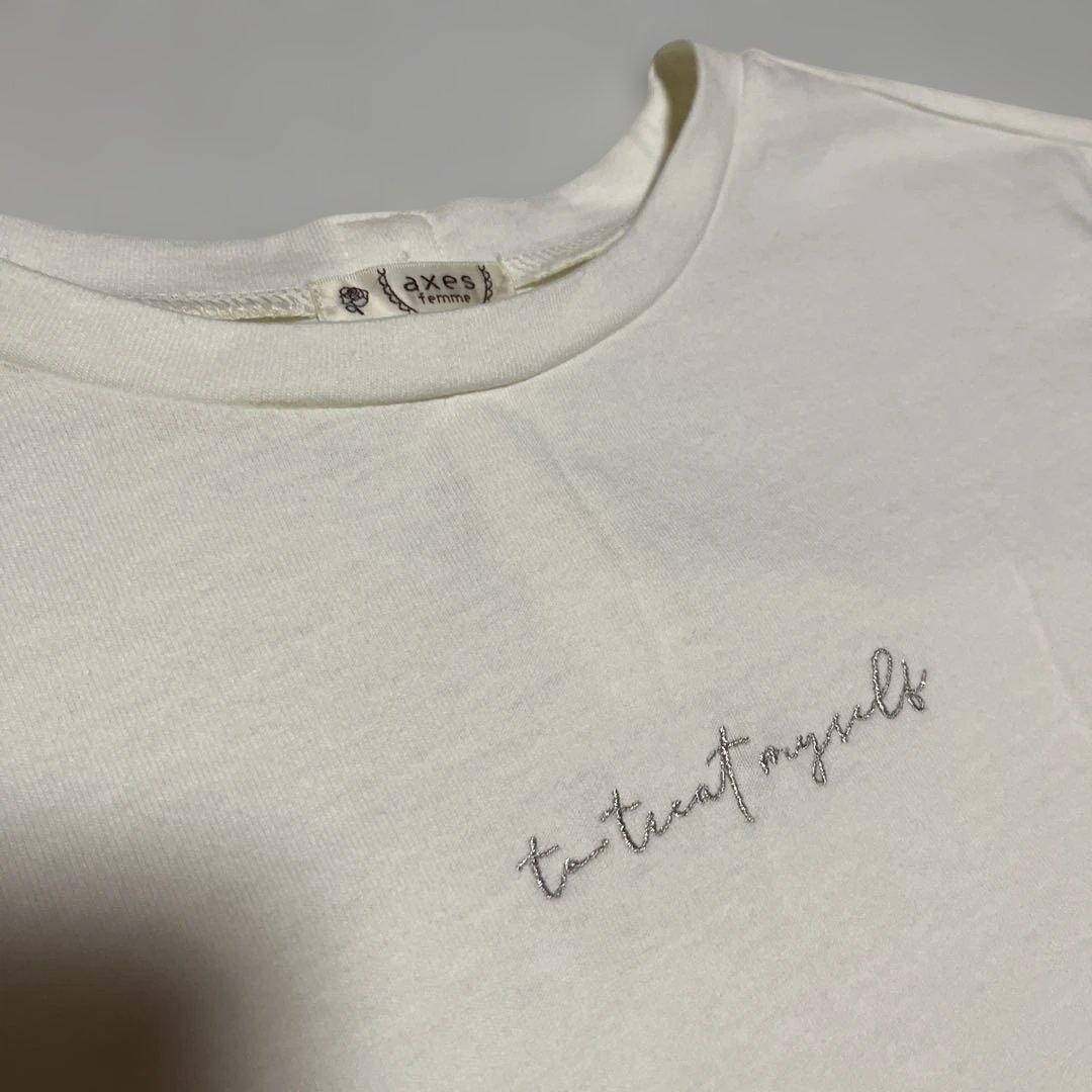 Axes Femme Lamé Embroidery Logo T-Shirt Cute Bijou Buttons For 14Y+ Japan
