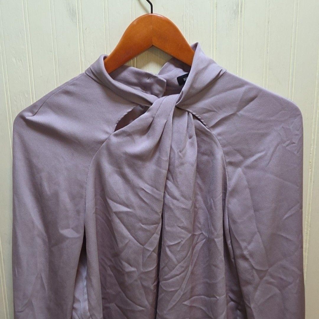 Banana Republic Blouse Womens Small Purple High Neck Long Sleeve Bow Tie Top