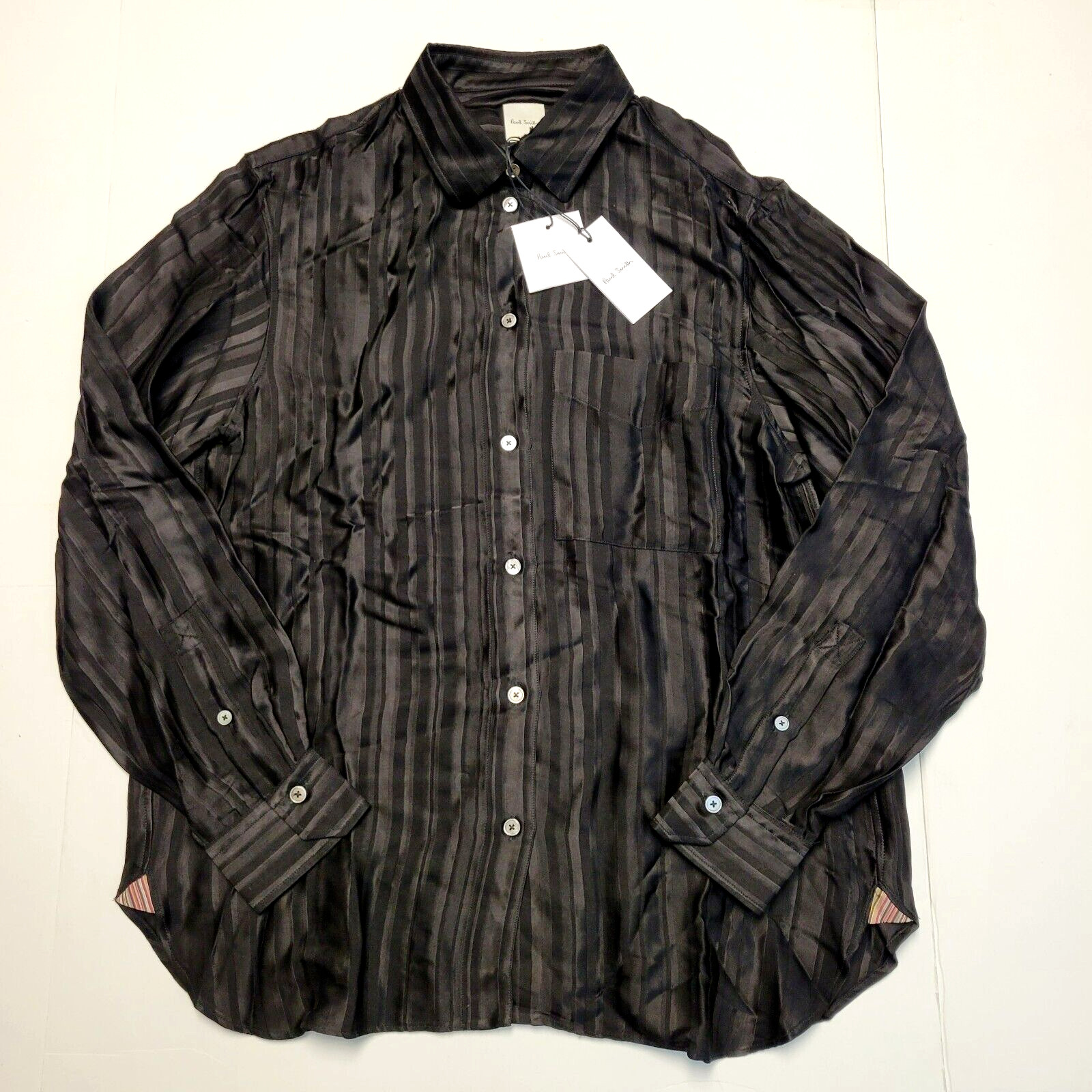 New $575 Paul Smith Button Viscose Blend Shirt Blouse Women’s XS IT 36 Black