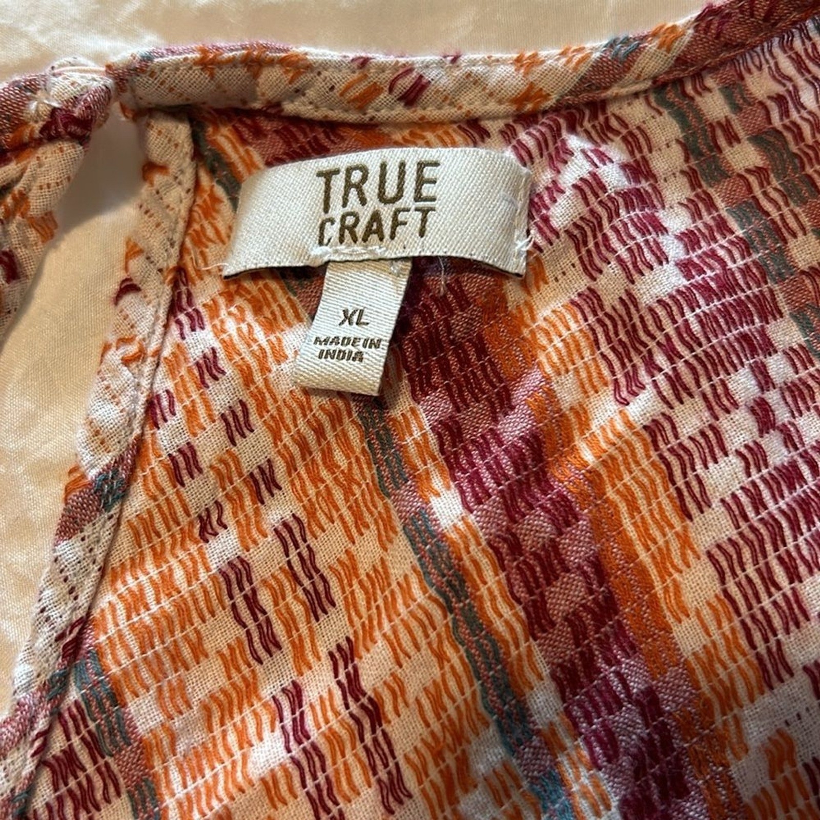 True Craft Juniors Red Geometric Chevron Print Sleeveless Peplum Top XL Cotton