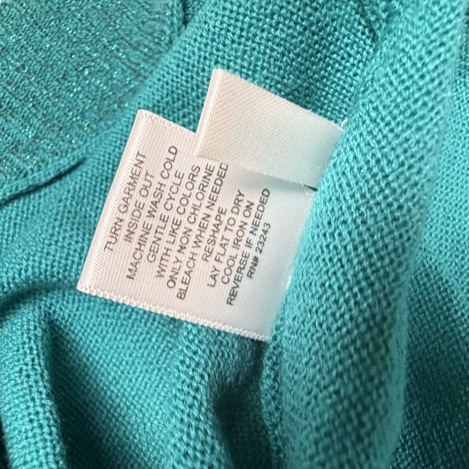 New York & Company Top Womens L Mesh Open Knit Yoke Sweater Top Green Teal NWT