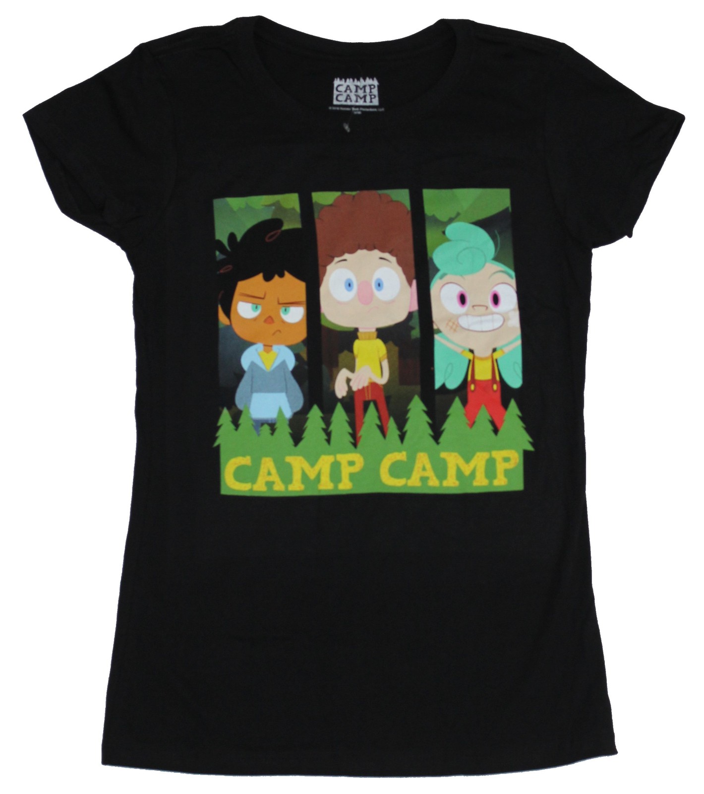 Camp Camp Girls Juniors T-Shirt- Colorful Character Strips