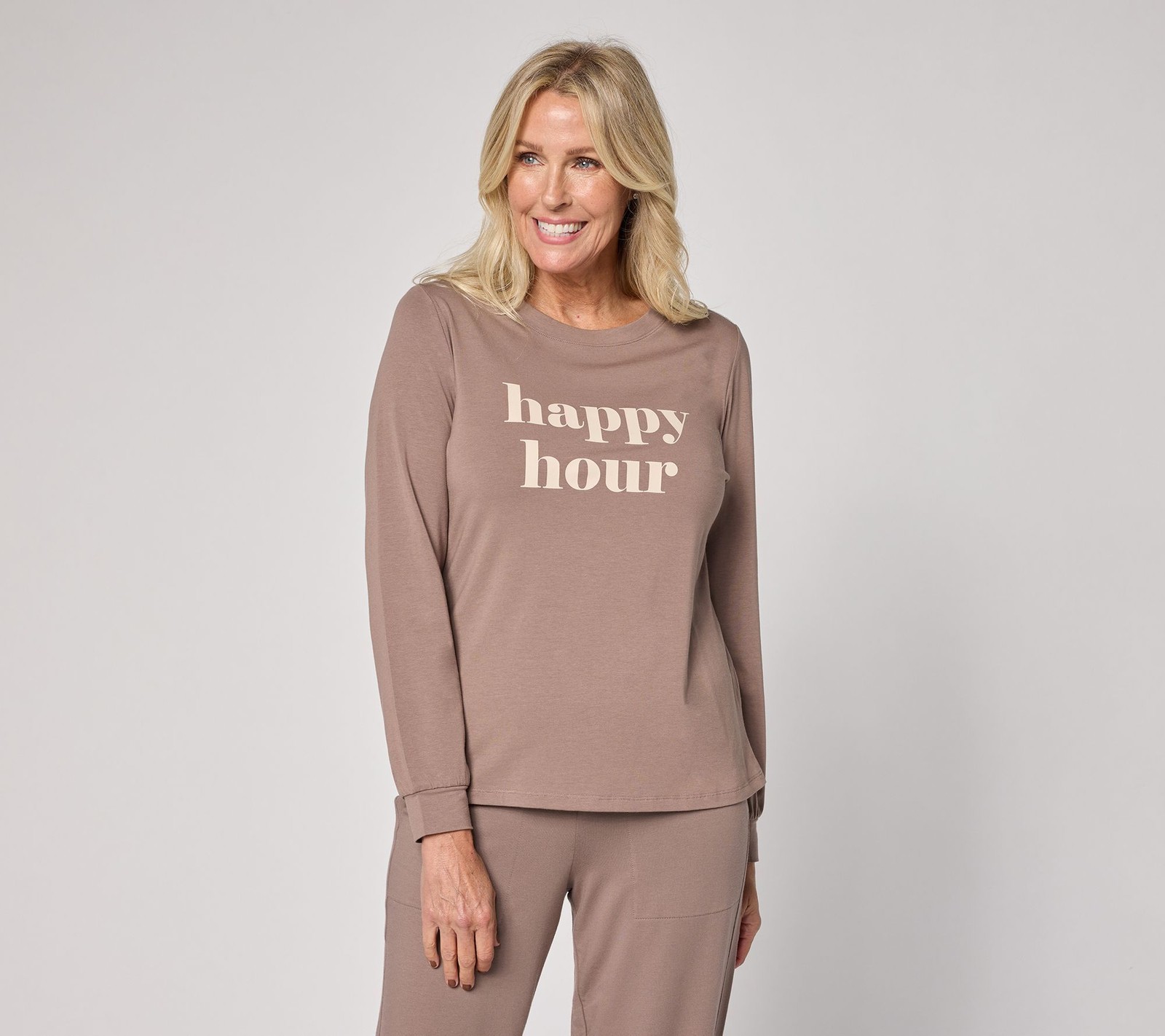 Anybody Women’s Top Sz L Cozy Knit Message Brown A711208