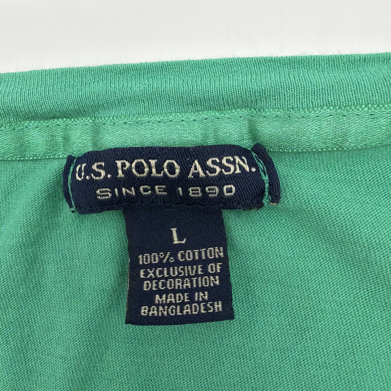 U.S Polo Assn T-shirt Women L Green Logo Embroidered V-Neck 100% Cotton.#44710