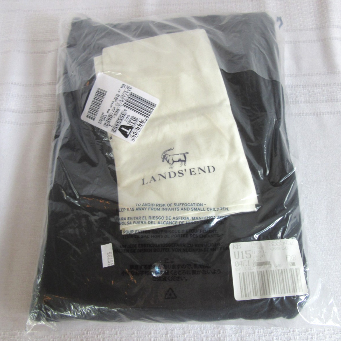 Lands’ End 100% Cashmere Classic Long Sleeve V-Neck Cardigan Black Size 2-X NEW!