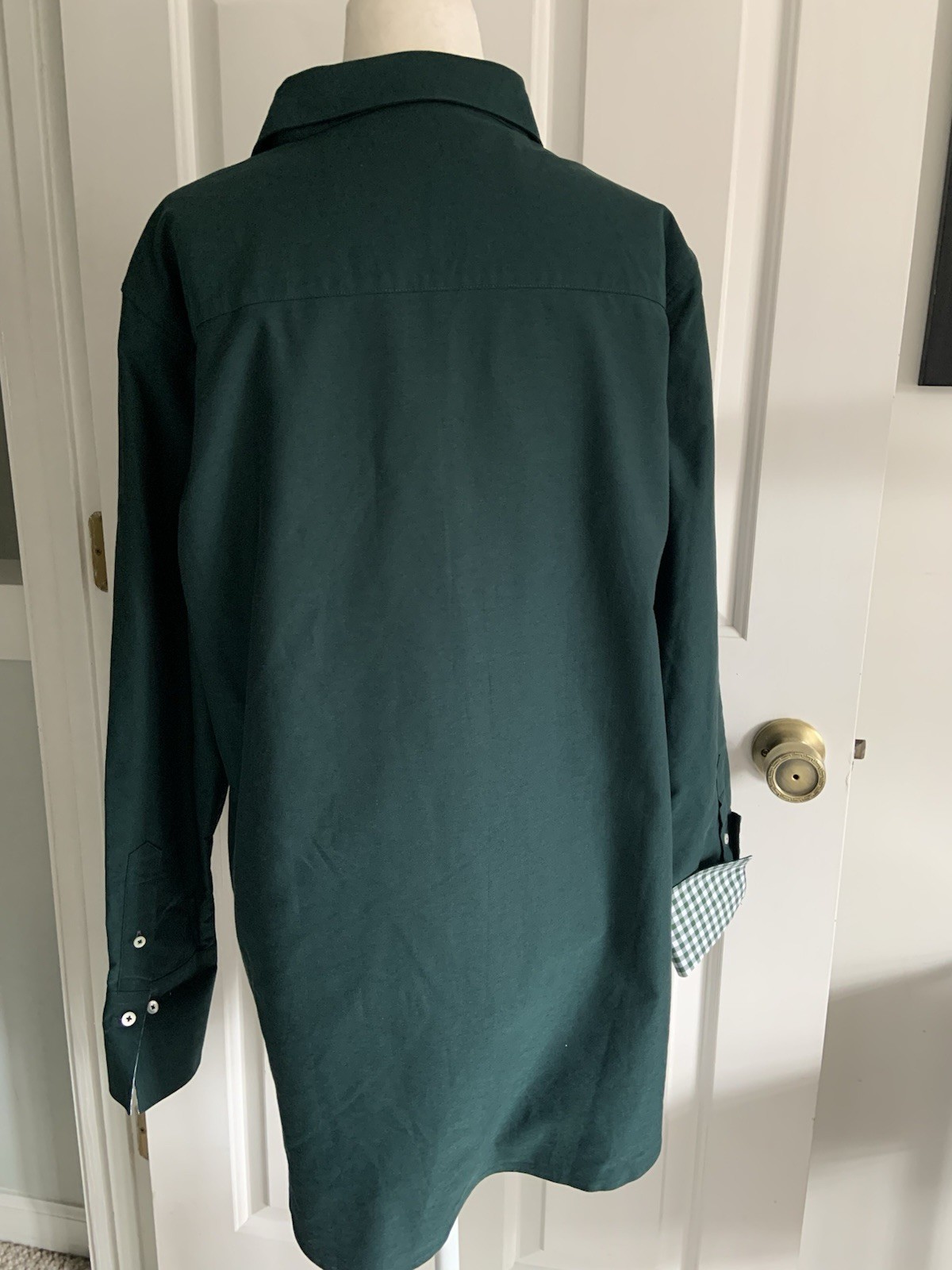 Claridge & King Women’s XL Dark Green Button up Shirt with Gingham flip cuffs